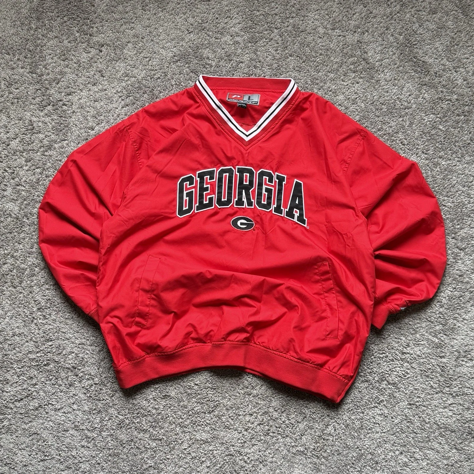Vintage 90s Georgia Bulldogs Football Pro Player Pullover Windbreaker L/XL