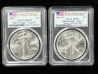 (2 Coin Set) 2021 $1 American Silver Eagle PCGS MS70 T1 & T2 1 oz First Strike