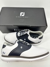 Footjoy Myjoys Traditions Series Golf Shoes White Navy Blue Custom 9 Medium