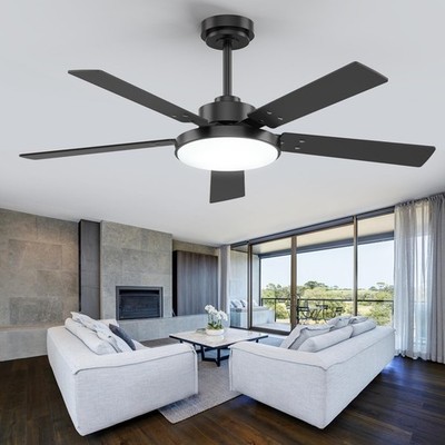 VACZON 52'' Color Changing Ceiling Fan, 5 Blade, Remote - Black