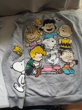 Peanuts Women s Light Heather Grey Zip-up Hoodie Snoopy Charlie Brown SZ Medium
