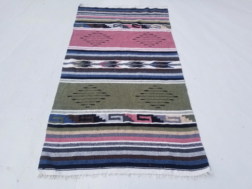 Vintage Handmade Traditional Pictorial Multicolor Kilim Rug Carpet 208x114cms