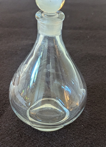 Vintage Lentheric Bouquet 4 oz Etched Perfume Bottle w/ Stopper 5.5" Tall Empty - Picture 5 of 13