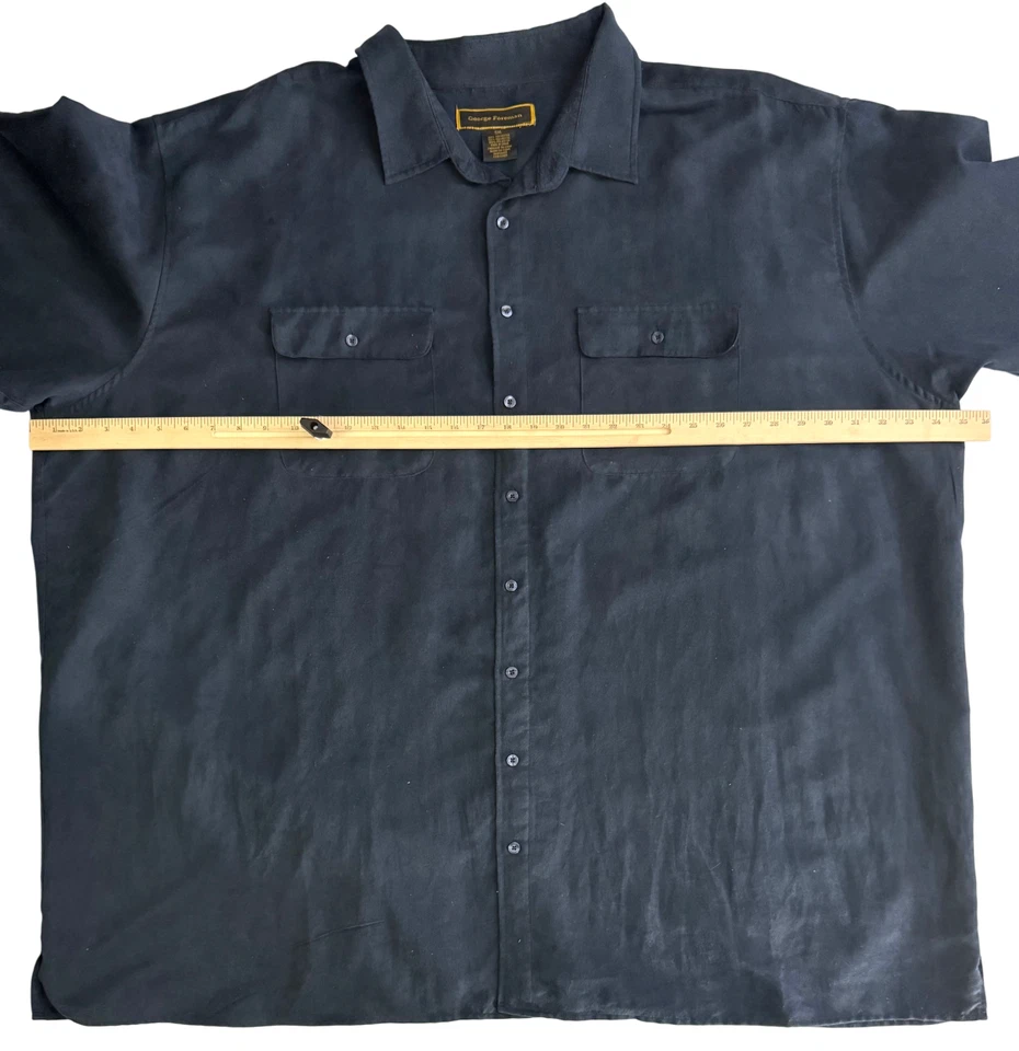 Рубашка мужская George Foreman размер 5XL синяя с длинным рукавом замша из микрофибры на пуговицах - Изображение 4 из 4