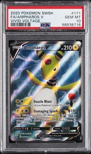 2020 POKEMON SWORD & SHIELD VIVID VOLTAGE #171 FULL ART/AMPHAROS V PSA 10