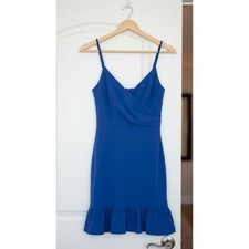 Lulus Impeccable Essence Royal Blue Surplice Tiered Mini Dress Size Small NWOT