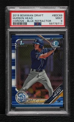 2019 Bowman Draft Chrome Blue Refractor /150 Hudson Head #BDC-69 PSA 9 MINT 3b3