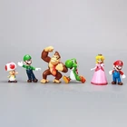 Super Mario, Peach, Toad, Luigi, Yoshi, Donkey Kong 2" Figures Set of 6