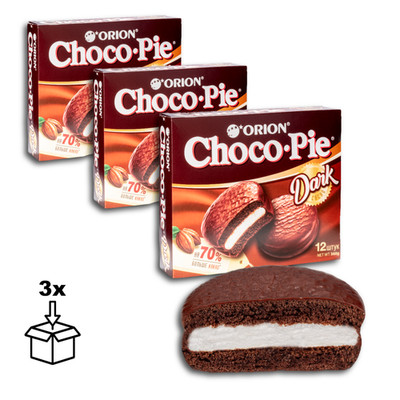 Orion Gebäck ''Choco Pie'' mit dunkler Schokolade, 12er Pack - 3 x 360g