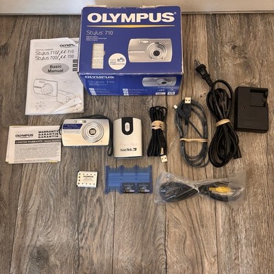 Olympus Stylus 710 Camera w/ 2x Olympus M+ 2GB Cards with Box Cables - TESTED
