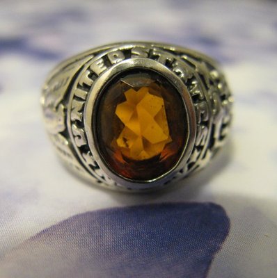 Chevalière Rhodié T58 Citrine US Navy en Argent Massif 925/000