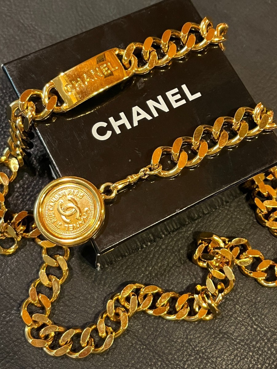 CHANEL BELT AUTH Coco Chain CC Gold Vintage Coin Necklace  display picture 1