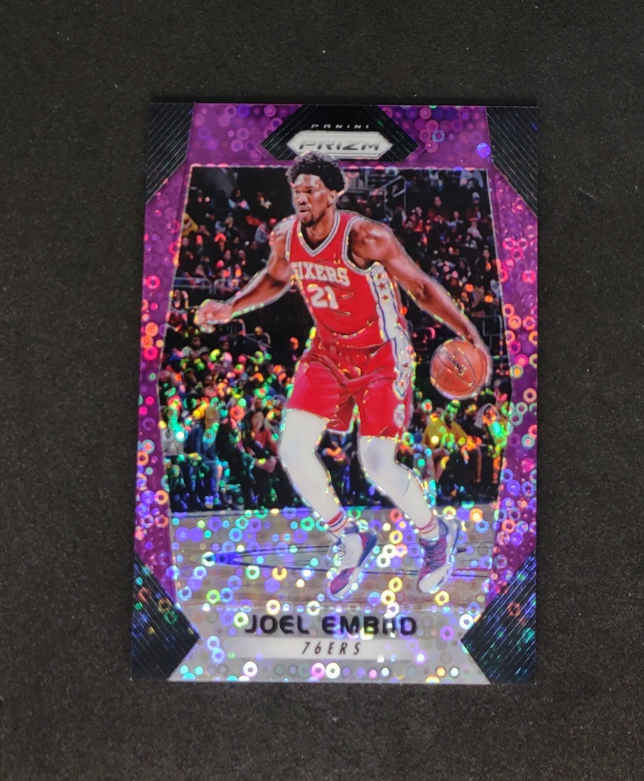 2017-18 Panini Prizm - #2 Joel Embiid Purple Disco /75 Fast Break