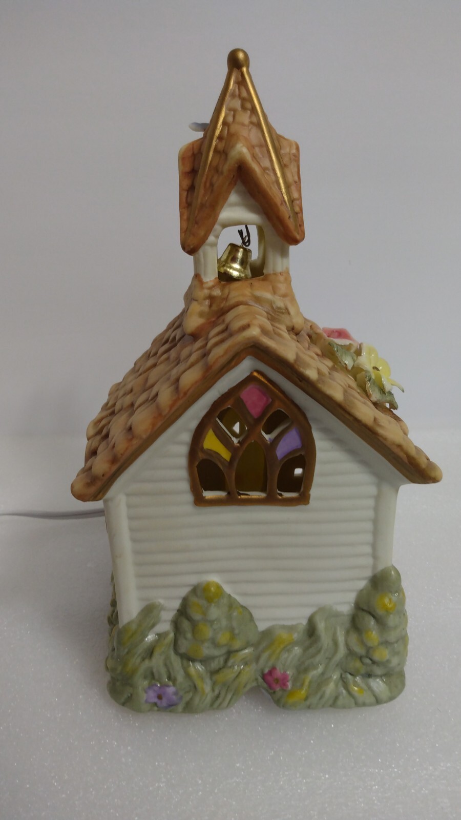 Ceramic Lighted Christmas Village Church House 9.5" Figure Holiday