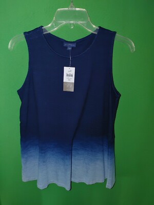 7469) NWT J JILL x-small Denim Indigo blue pullover cotton knit top A-line XS