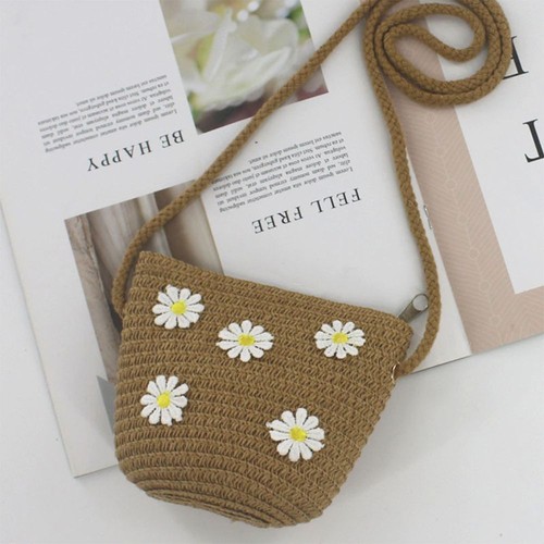 Princess Daisy Flower Handmade Shoulder Bag Handbag Straw Messenger Bag - Picture 12 of 14