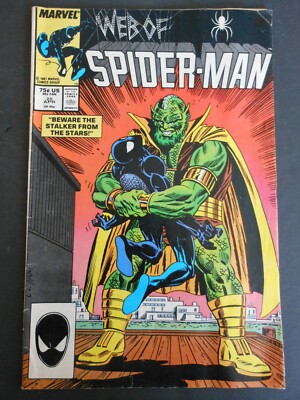 Marvel comic Web of SPIDER-MAN Beware the Stalker from the Stars Vol1. #25 Apr87