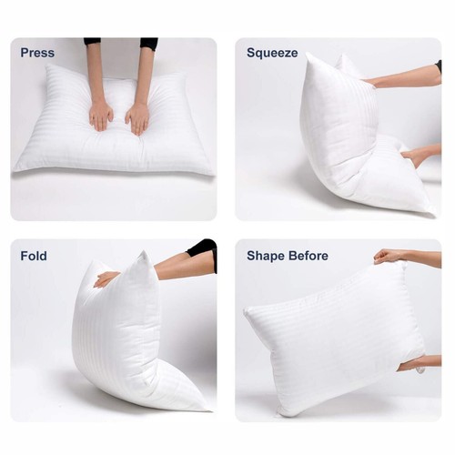 Luxury Pillows & Cushion Set Satin Stripe Microfibre Filled Ultra Soft Pack of 2 - Picture 7 of 12
