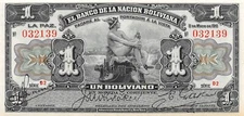 Bolivia  1  Bolivianos  11.5.1911  P 102b  Series D2  Uncirculated Banknote MPCH