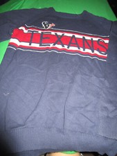 NEW NFL HOUSTON TEXANS MENS COTTON CREW NECK SWEATER NAVY BLUE LARGE