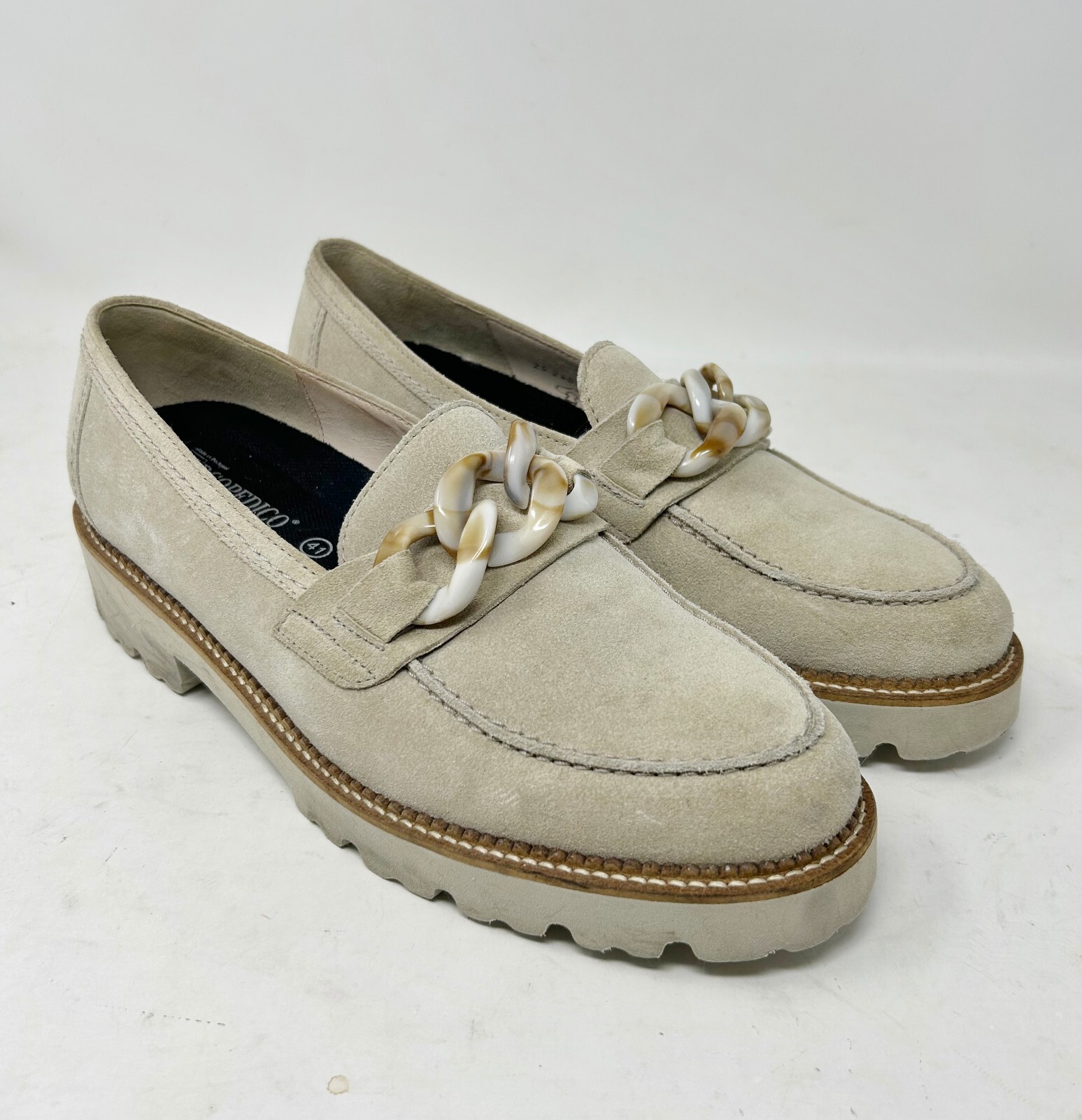 SAOLA Scarpe uomo Gabor tg 7 beige pelle scamosciata slip on suola waffle mocassino casual