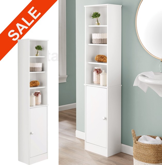 Bathroom Storage Cabinet Tall Linen Towel Organizer Wood Tower Shelves Cupboard For Sale Online Ebay