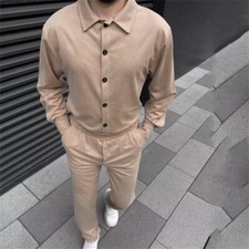 Men Summer Outfit 2-Piece Set Long Sleeve T-Shirt and Pants Sweatsuit Set