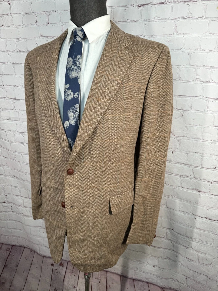 Abrigo Blazer Chaqueta CRICKETEER Para Hombres Marrón Cuadros LANA TWEED TALLA 42L Foto 2 de 4