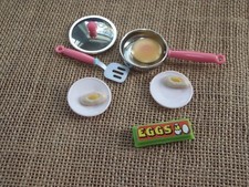 Vintage Tyco Kitchen Littles Breakfast Eggs Skillet Lot