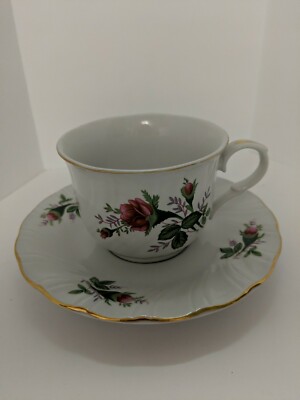 Lynn's China Beautiful Purple Rose Tea Cup And Saucer Set
