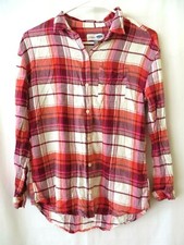 Old Navy Boyfriend Plaid Shirt Button Front Long Sleeve Red Youth XL 14 11220