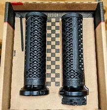 ODI Vans Black Lock On Harley Grips - Cable - Harley Dyna Sportster Chopper Cafe