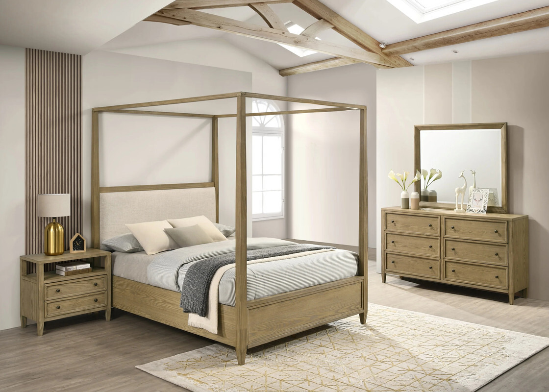 Natural Rustic Brown Queen King Platform Bedroom Set Bed/d/m