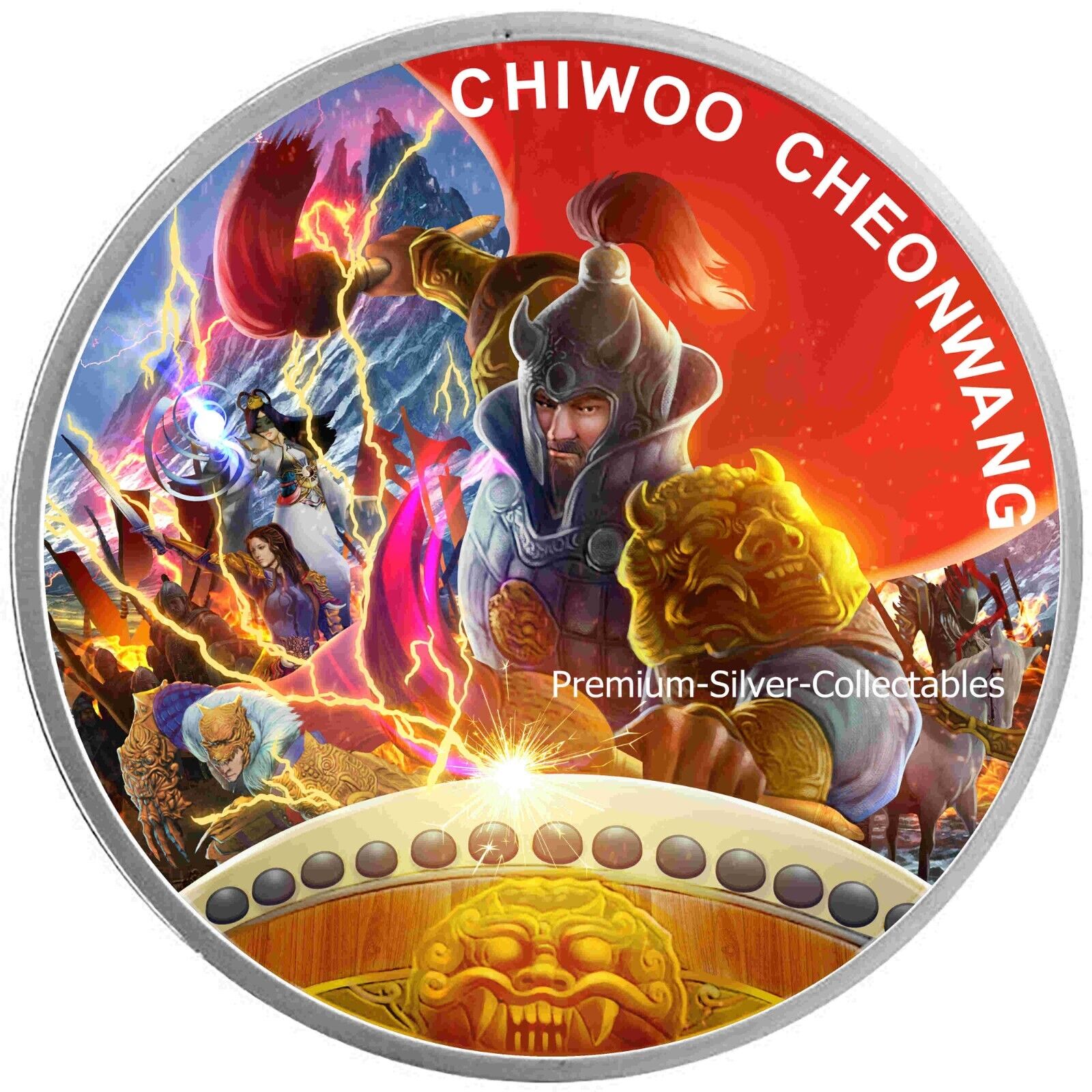 2021 South Korea Chiwoo Cheonwang!  - 1 Ounce Pure Silver and Colorized!!