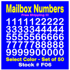 Mailbox NUMBER Vinyl Decals Set of 50 Numbers SIZES 1/2" up to 4" STK F06