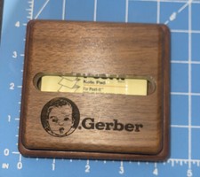 Gerber Baby 3M Post-It Pop Up Note Dispenser Wooden Vintage Heavy