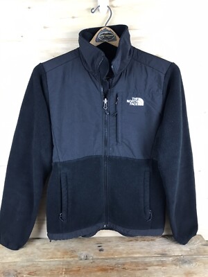 The North Face Polartec Denali Jacket Womens SMALL Black Fleece Full Zip Pocket