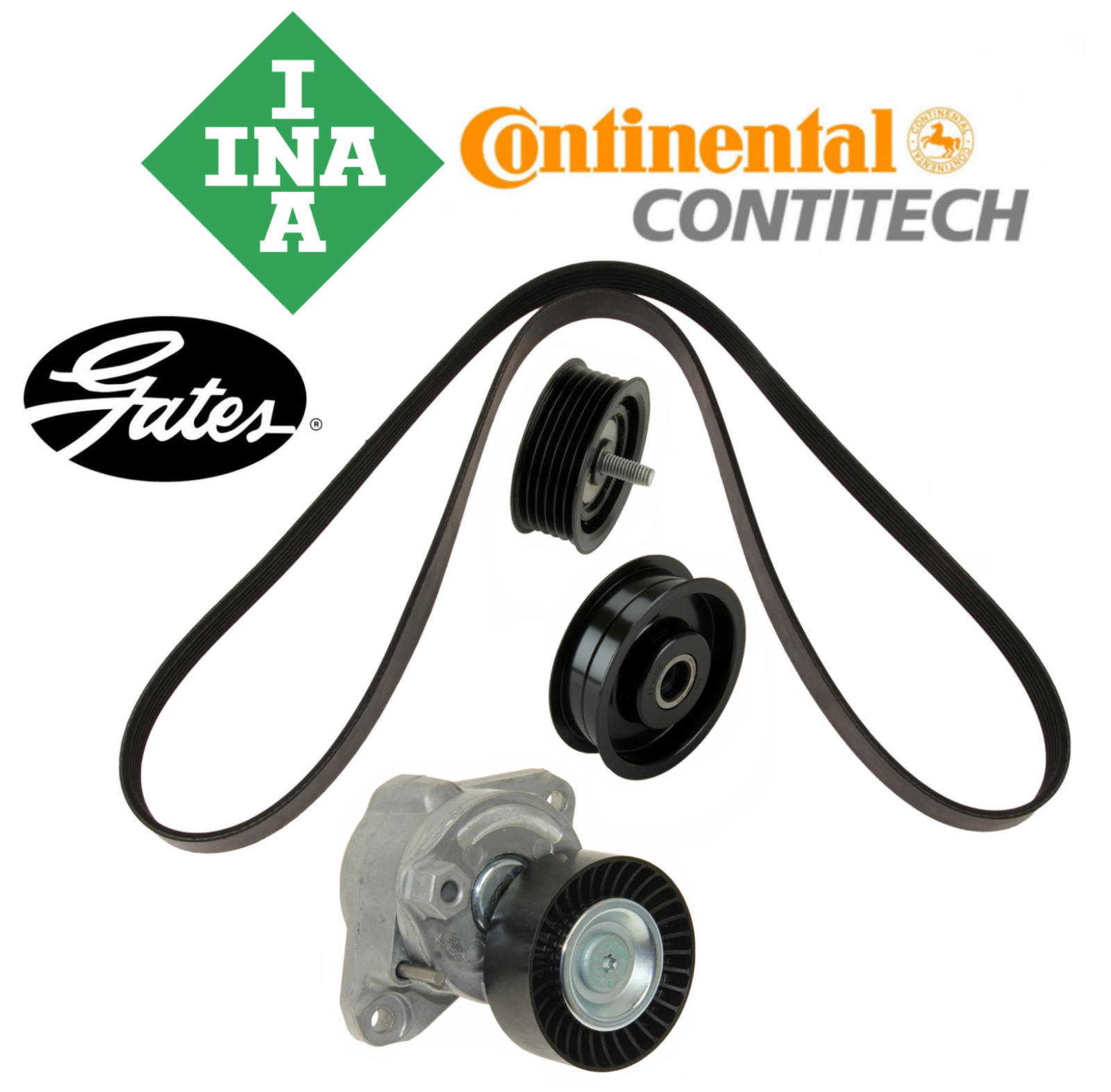 Mercedes C300 E350 E550 OEM Belt Tensioner Idler Pulley Drive Belt Kit-image