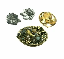 Vintage Lot Of Three Designer Jewelry, Michal Golan,Forstner, Seagull, GF Pewter