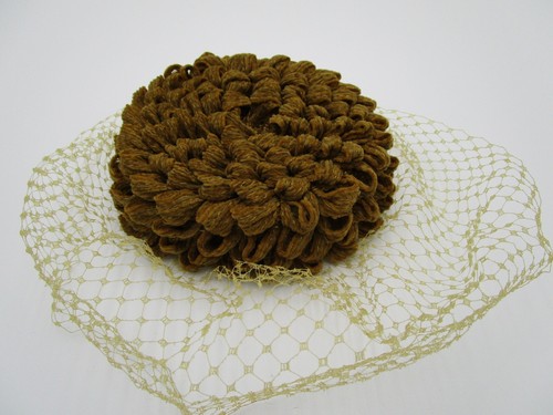 Cappello vintage Miss Sally Victor verde oliva con rete - Foto 4 di 5