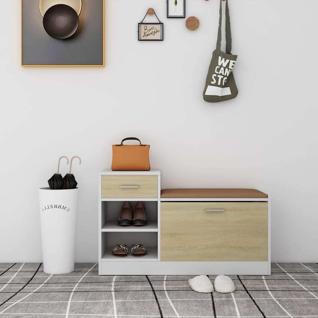 Banco zapatero aglomerado roble ahumado 94,5x31x57 cm Multicolores vidaXL