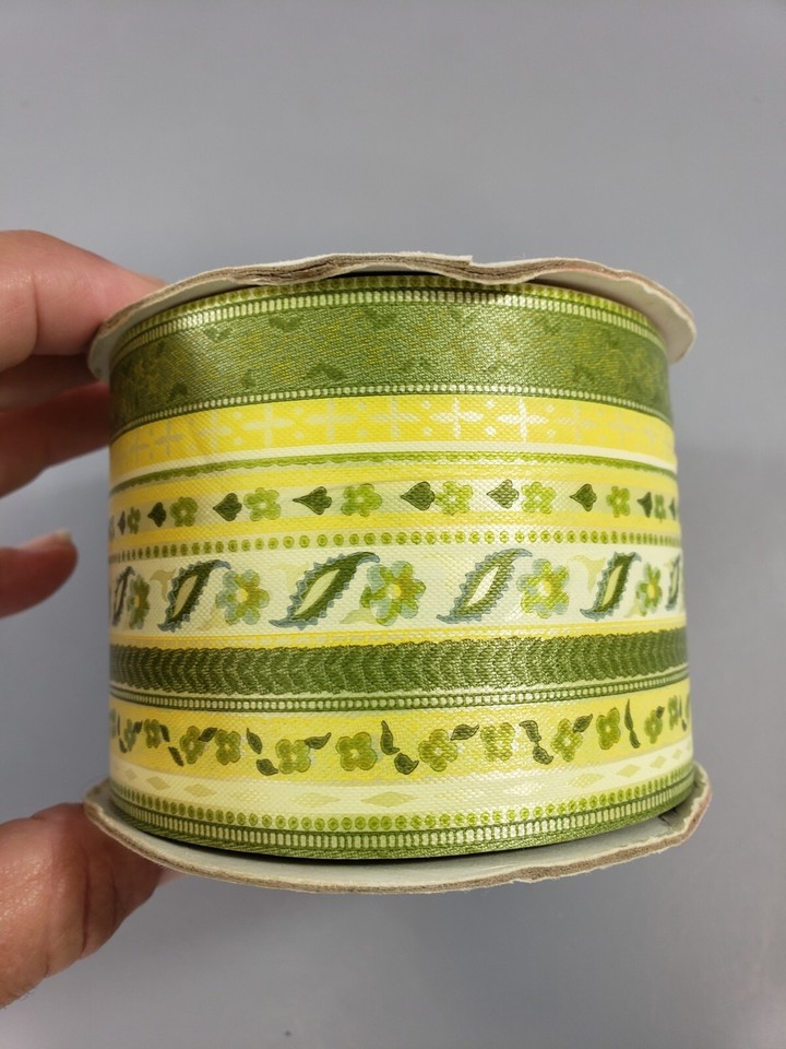 Vintage Flora-Satin Ribbon #44 Chartreuse Berwick Industries Made in ...