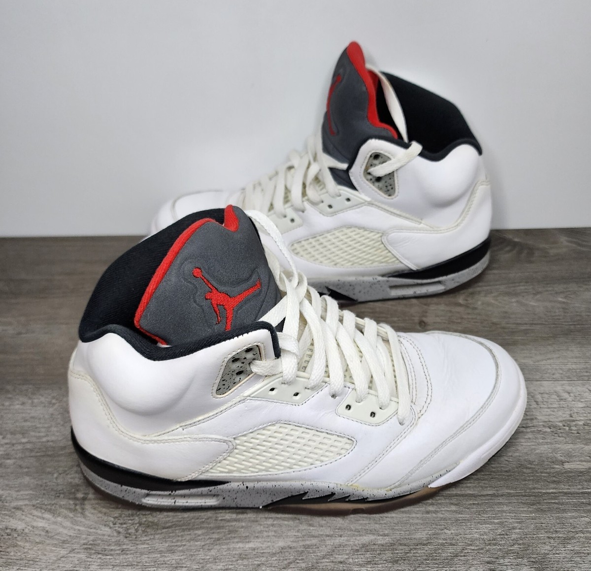 2017 Nike Air Jordan 5 V White Cement Retro Black Red Silver