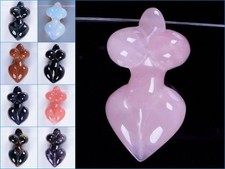 45-52mm Carved amethyst tiger eye gemstone goddess pendant 1.8"-2"