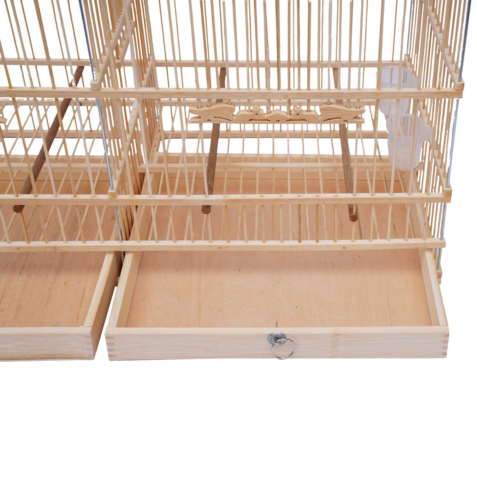 22.9" Bird Cage Bamboo Sparrow Acacia Cage Wooden Bird Cage with Stand