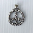 NEW SKULL WORLD PEACE SIG 925 STERLING SILVER MENS PENDANT CHAIN NECKLACE GOTHIC