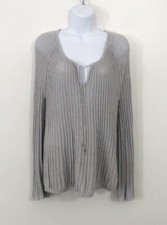 Peasant Top Tunic Gray XL Boho Sweater Pullover Stretch Sheer Office Fairy Casua