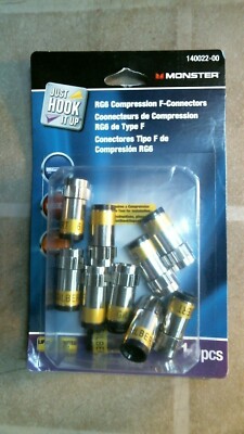 Monster Just Hook it 140022-00  RG6 Compression F-Connectors, FREE SHIPPING