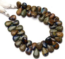Natural Gem Boulder Azurite Malachite 12x9 mm Size Pear Shape Beads 8.5" Strand
