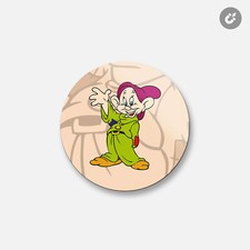 Snow White Cartoon Dopey  4'' X 4'' Round Decorative Magnet
